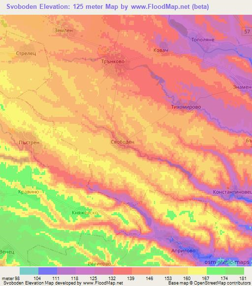 Svoboden,Bulgaria Elevation Map