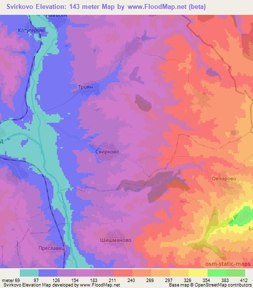 Svirkovo,Bulgaria Elevation Map