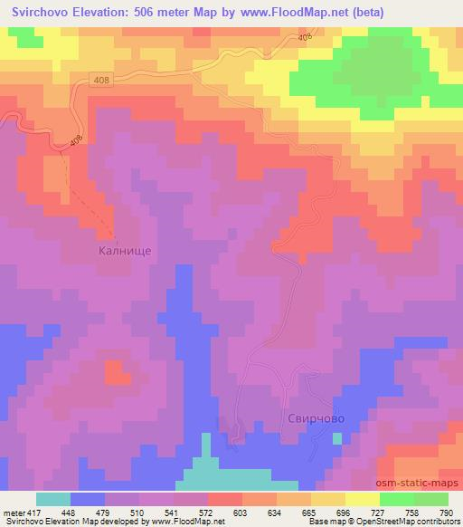 Svirchovo,Bulgaria Elevation Map