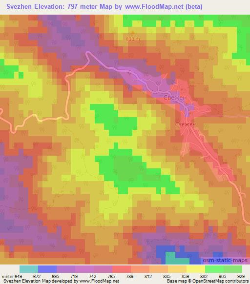 Svezhen,Bulgaria Elevation Map