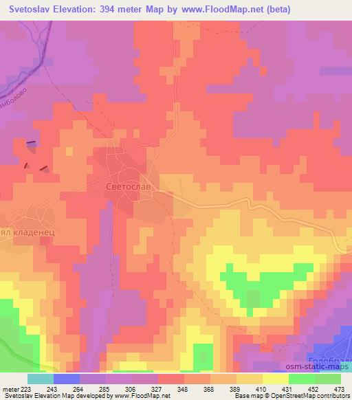 Svetoslav,Bulgaria Elevation Map