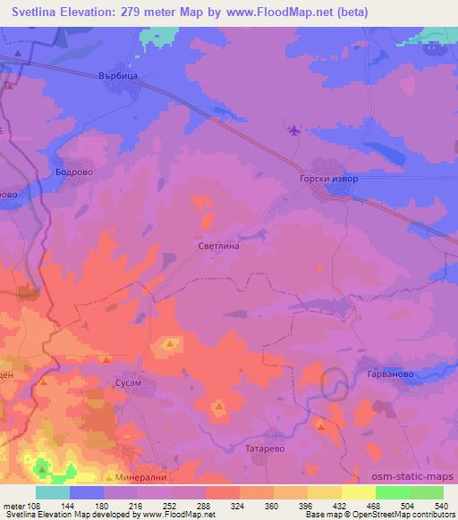 Svetlina,Bulgaria Elevation Map