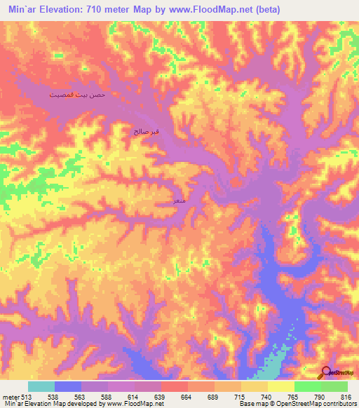 Min`ar,Yemen Elevation Map