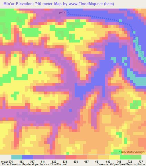 Min`ar,Yemen Elevation Map