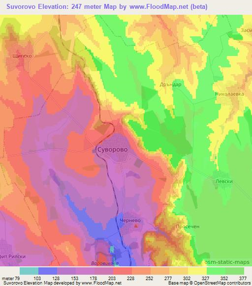 Suvorovo,Bulgaria Elevation Map
