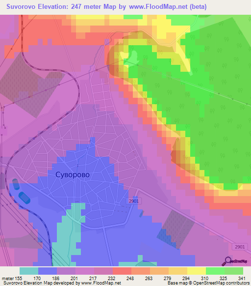 Suvorovo,Bulgaria Elevation Map