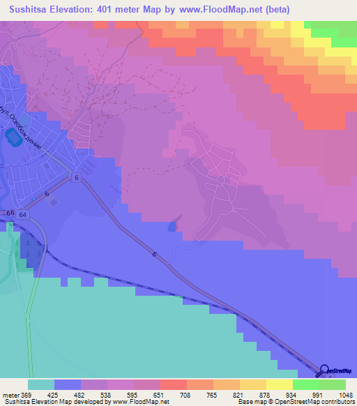 Sushitsa,Bulgaria Elevation Map