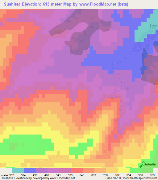 Sushitsa,Bulgaria Elevation Map