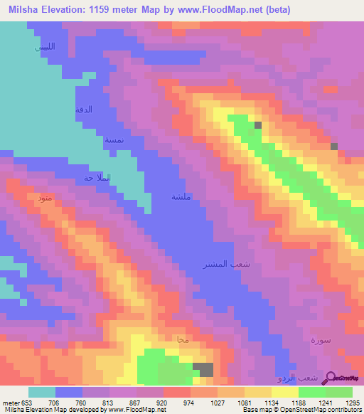 Milsha,Yemen Elevation Map