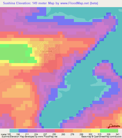 Sushina,Bulgaria Elevation Map