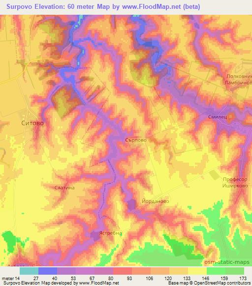 Surpovo,Bulgaria Elevation Map