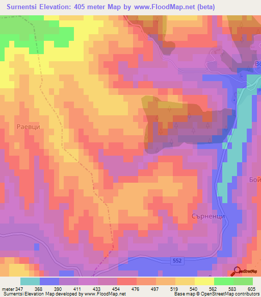 Surnentsi,Bulgaria Elevation Map