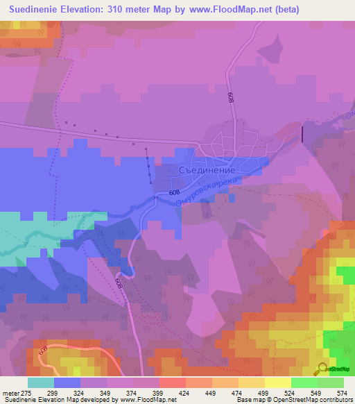 Suedinenie,Bulgaria Elevation Map