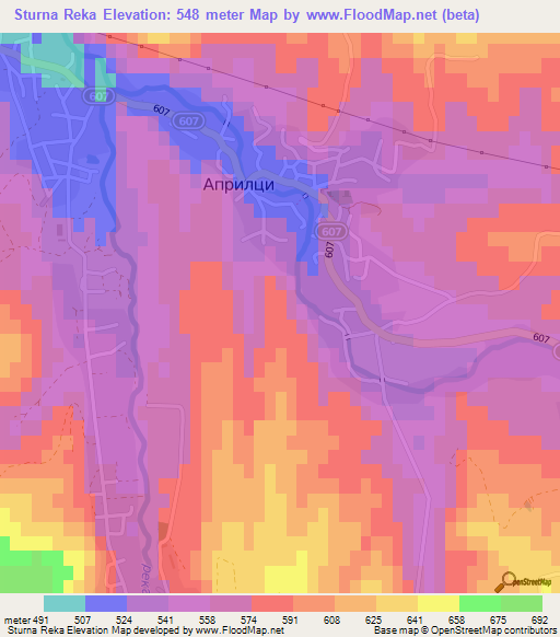 Sturna Reka,Bulgaria Elevation Map