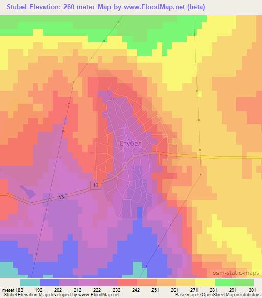 Stubel,Bulgaria Elevation Map
