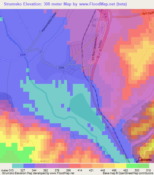 Strumsko,Bulgaria Elevation Map
