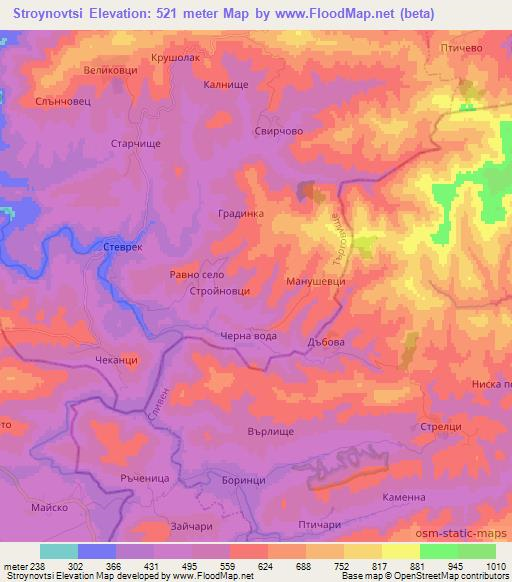 Stroynovtsi,Bulgaria Elevation Map
