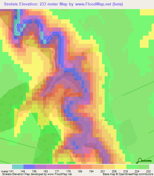 Strelets,Bulgaria Elevation Map