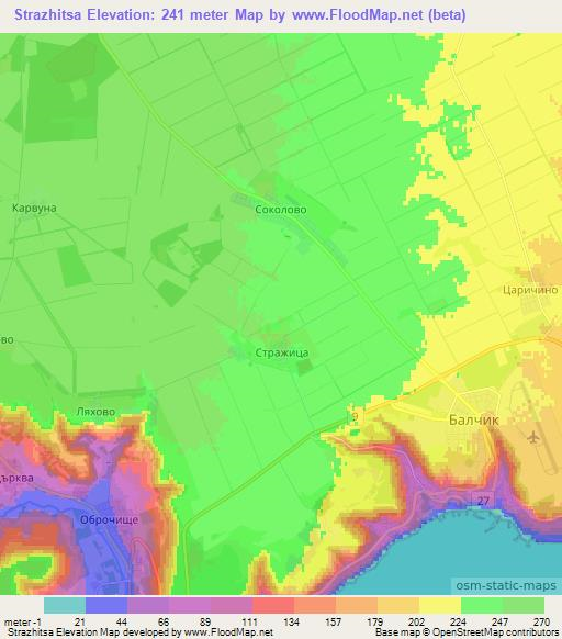 Strazhitsa,Bulgaria Elevation Map