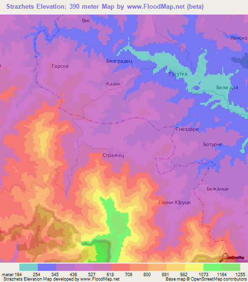 Strazhets,Bulgaria Elevation Map