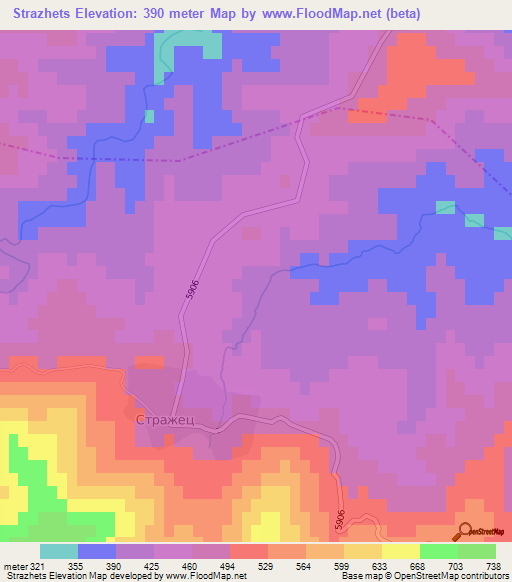 Strazhets,Bulgaria Elevation Map