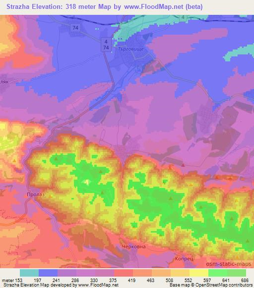 Strazha,Bulgaria Elevation Map