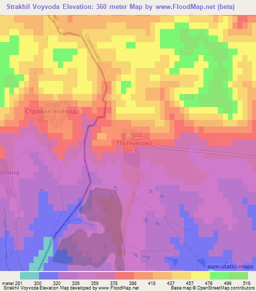 Strakhil Voyvoda,Bulgaria Elevation Map