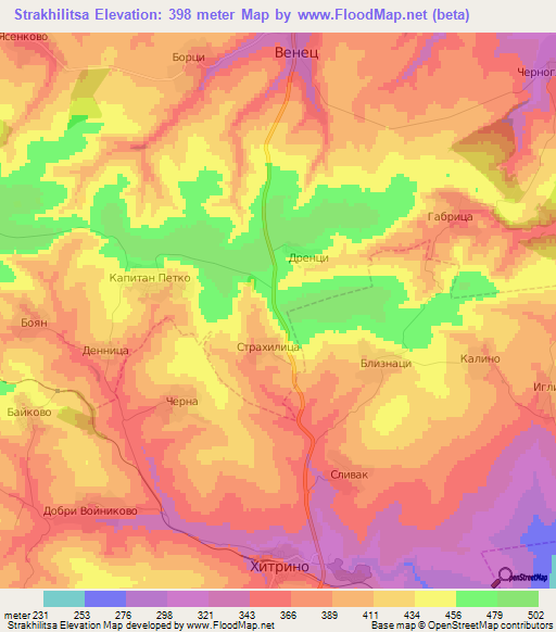 Strakhilitsa,Bulgaria Elevation Map