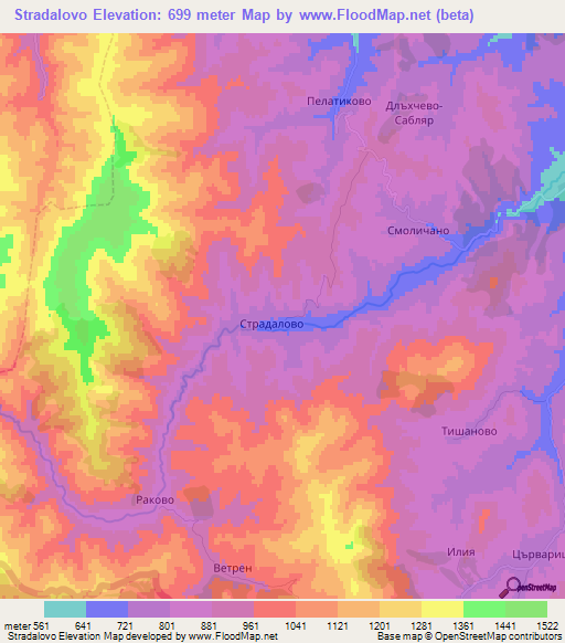 Stradalovo,Bulgaria Elevation Map