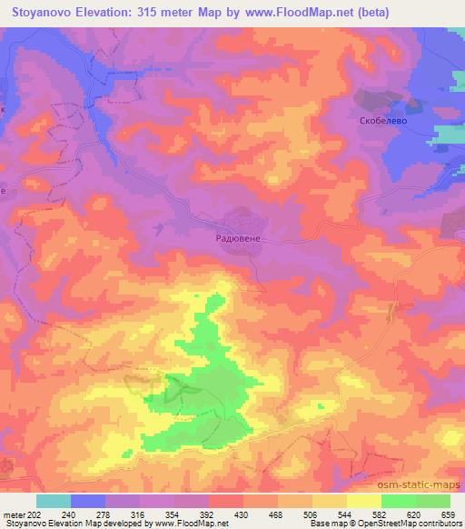 Stoyanovo,Bulgaria Elevation Map