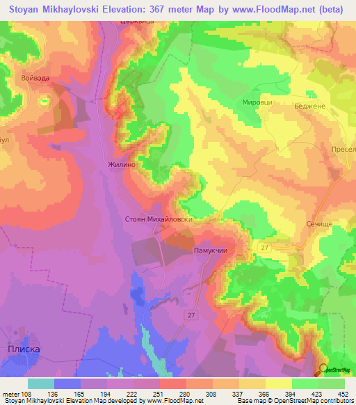 Stoyan Mikhaylovski,Bulgaria Elevation Map