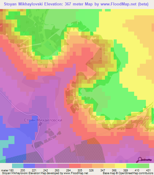 Stoyan Mikhaylovski,Bulgaria Elevation Map