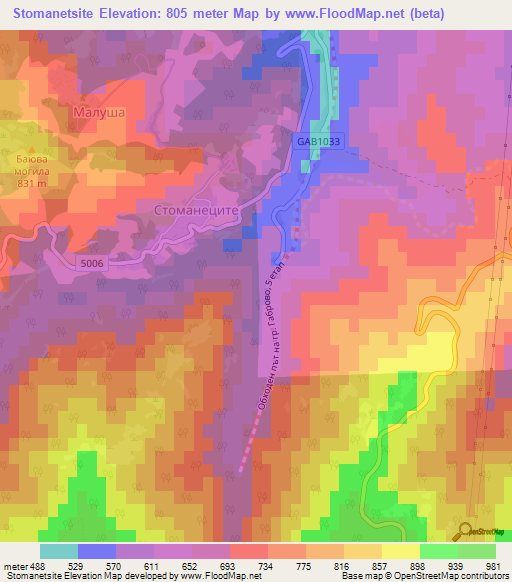 Stomanetsite,Bulgaria Elevation Map
