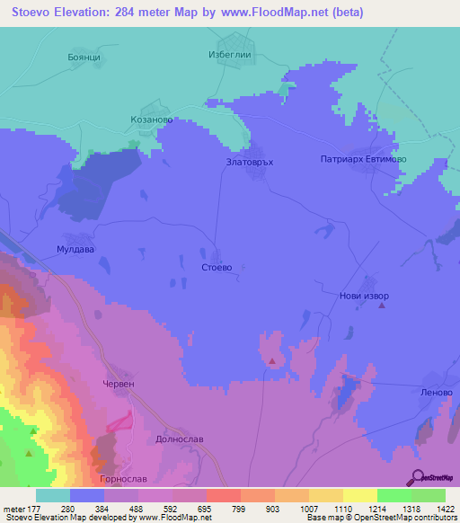 Stoevo,Bulgaria Elevation Map