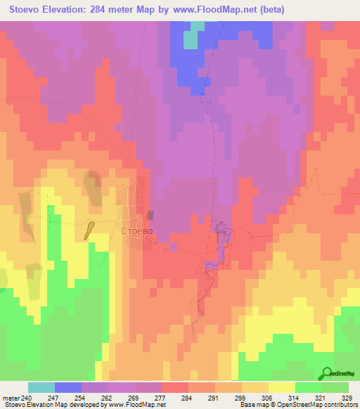 Stoevo,Bulgaria Elevation Map