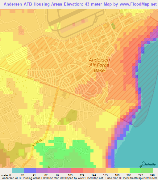 Andersen AFB Housing Areas,Guam Elevation Map