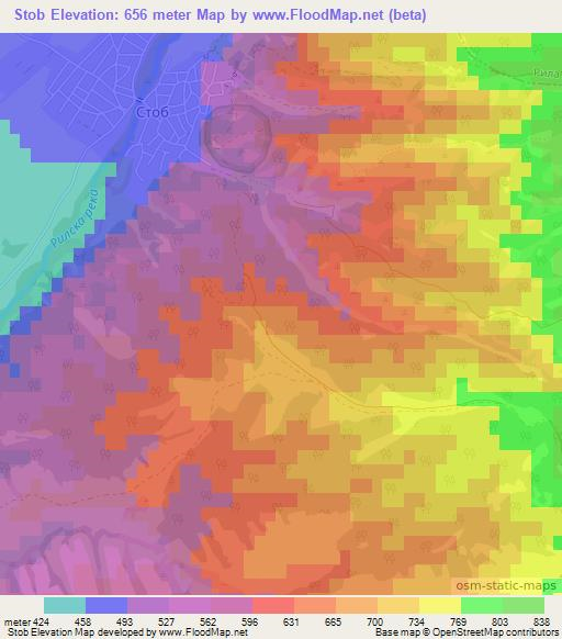 Stob,Bulgaria Elevation Map