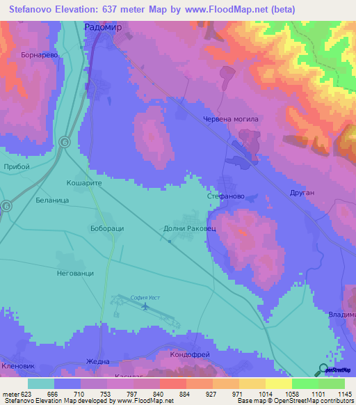 Stefanovo,Bulgaria Elevation Map