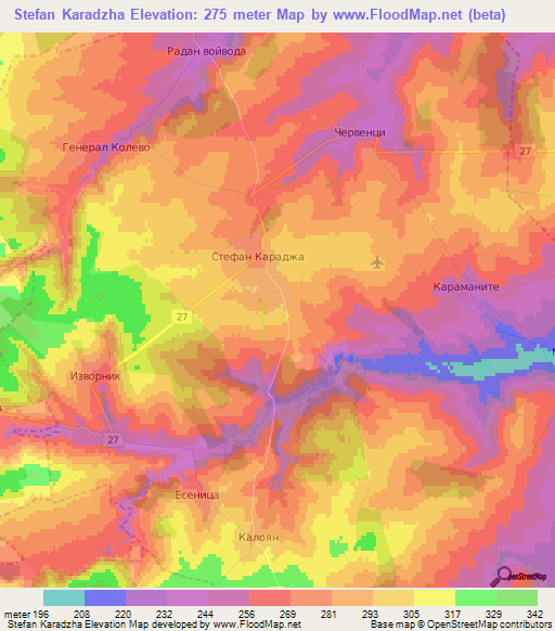 Stefan Karadzha,Bulgaria Elevation Map