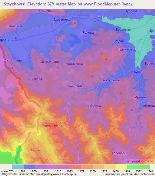 Staychovtsi,Bulgaria Elevation Map