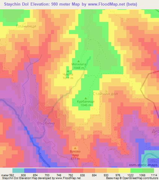 Staychin Dol,Bulgaria Elevation Map