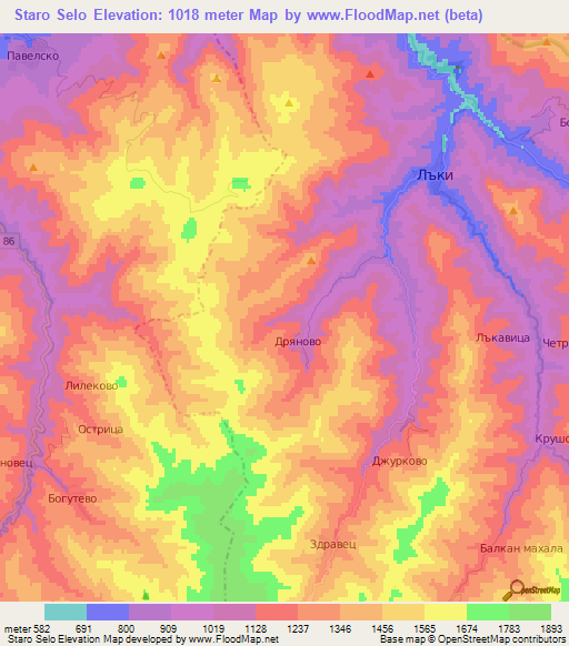 Staro Selo,Bulgaria Elevation Map