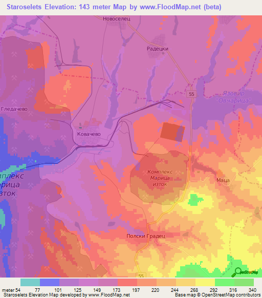 Staroselets,Bulgaria Elevation Map