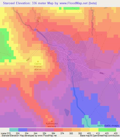 Starosel,Bulgaria Elevation Map