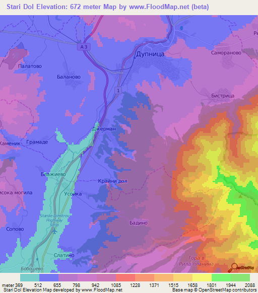 Stari Dol,Bulgaria Elevation Map