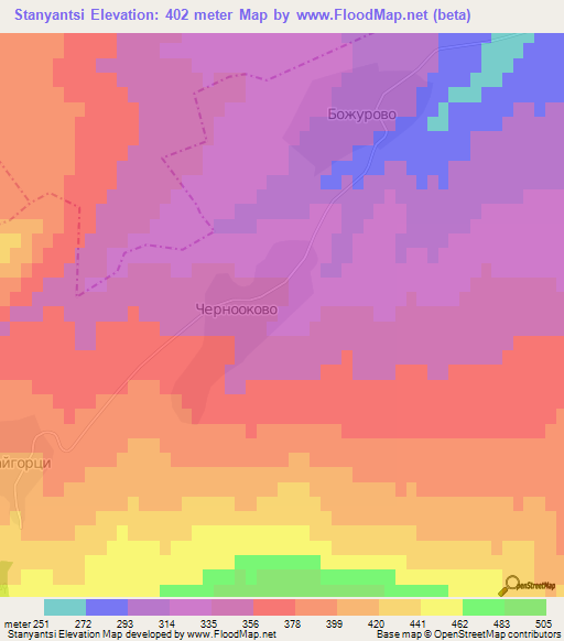 Stanyantsi,Bulgaria Elevation Map