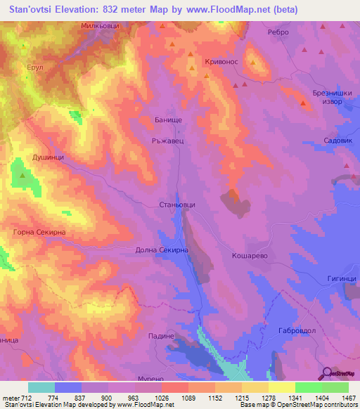 Stan'ovtsi,Bulgaria Elevation Map