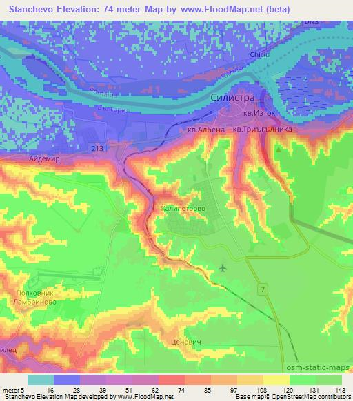 Stanchevo,Bulgaria Elevation Map