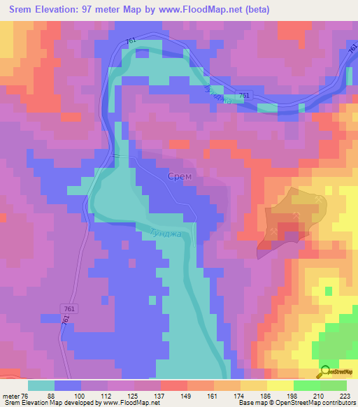 Srem,Bulgaria Elevation Map