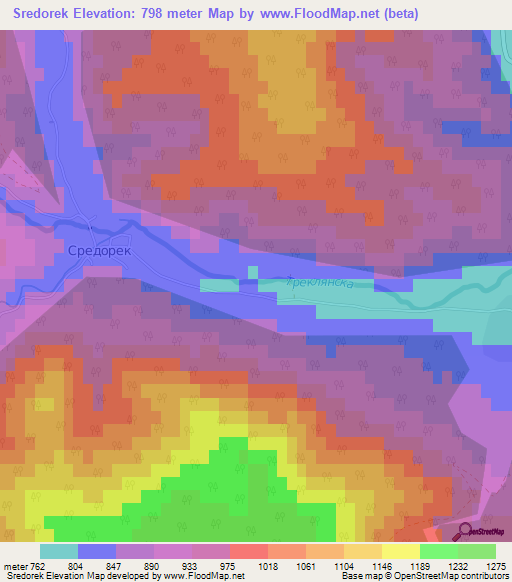 Sredorek,Bulgaria Elevation Map
